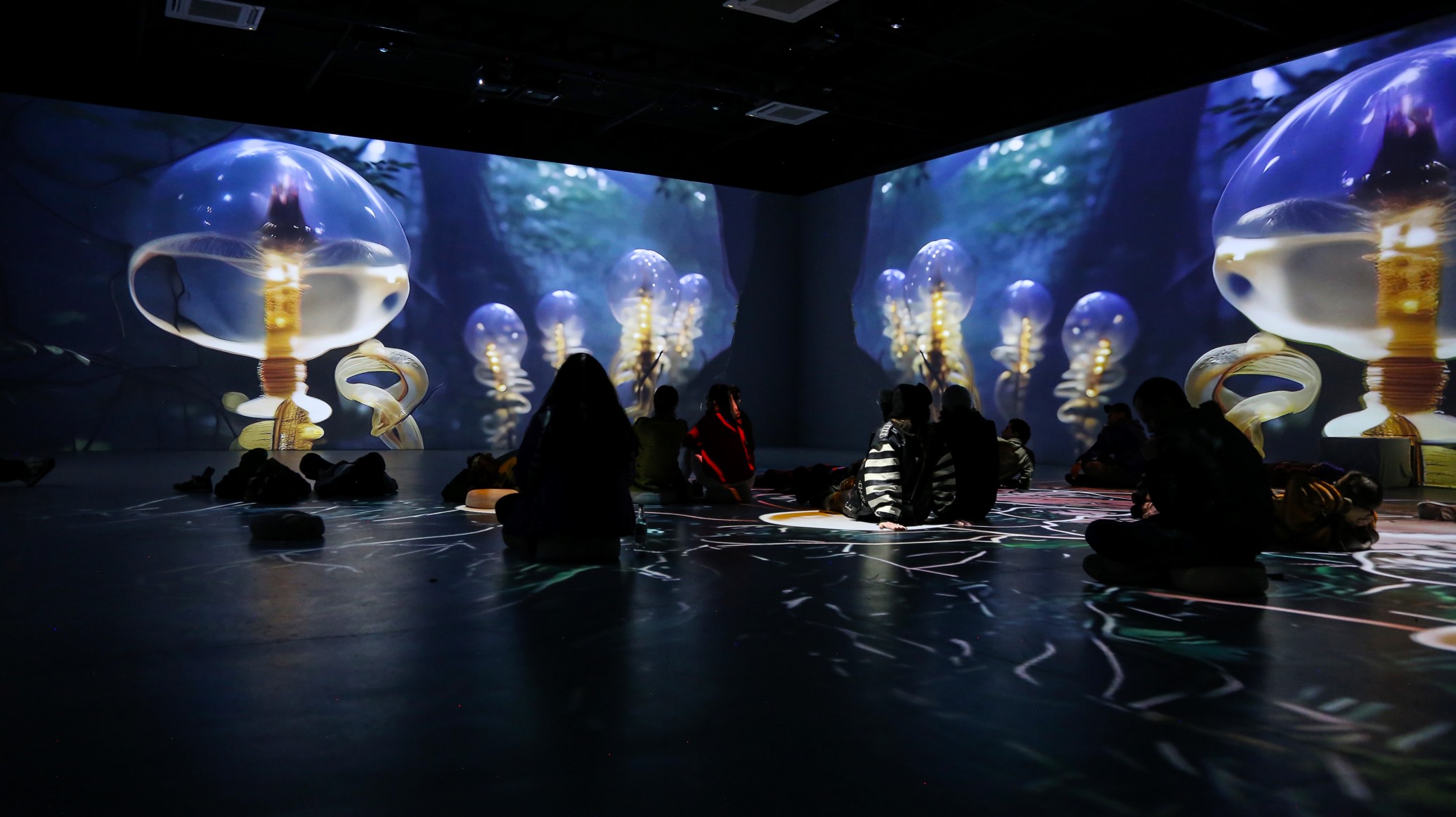 A/Visions 1 + MUTEK MX XX Anniversary, Large-scale immersive room format 4 screens 4k resolution, In Space, CDMX,Mexico.
