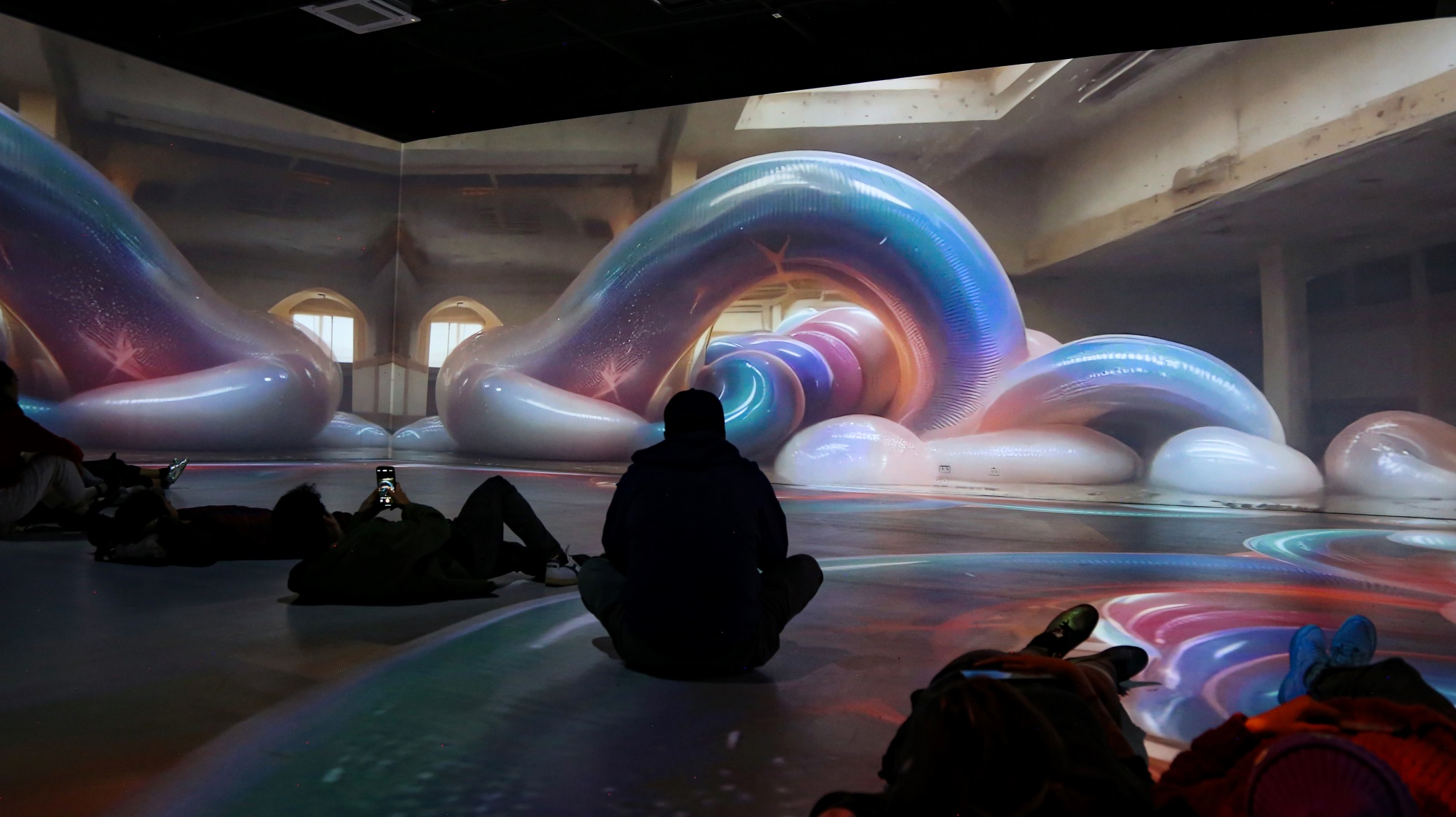 A/Visions 1 + MUTEK MX XX Anniversary, Large-scale immersive room format 4 screens 4k resolution, In Space, CDMX,Mexico.