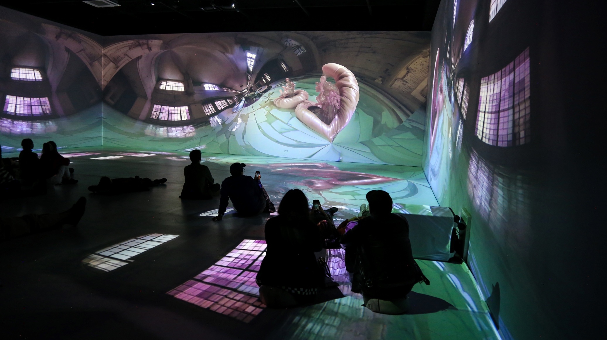 A/Visions 1 + MUTEK MX XX Anniversary, Large-scale immersive room format 4 screens 4k resolution, In Space, CDMX,Mexico.