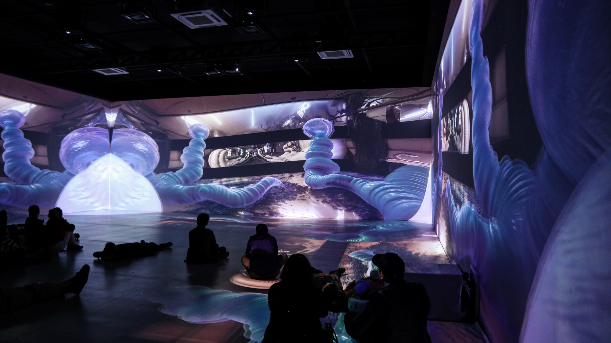 A/Visions 1 + MUTEK MX XX Anniversary, Large-scale immersive room format 4 screens 4k resolution, In Space, CDMX,Mexico.