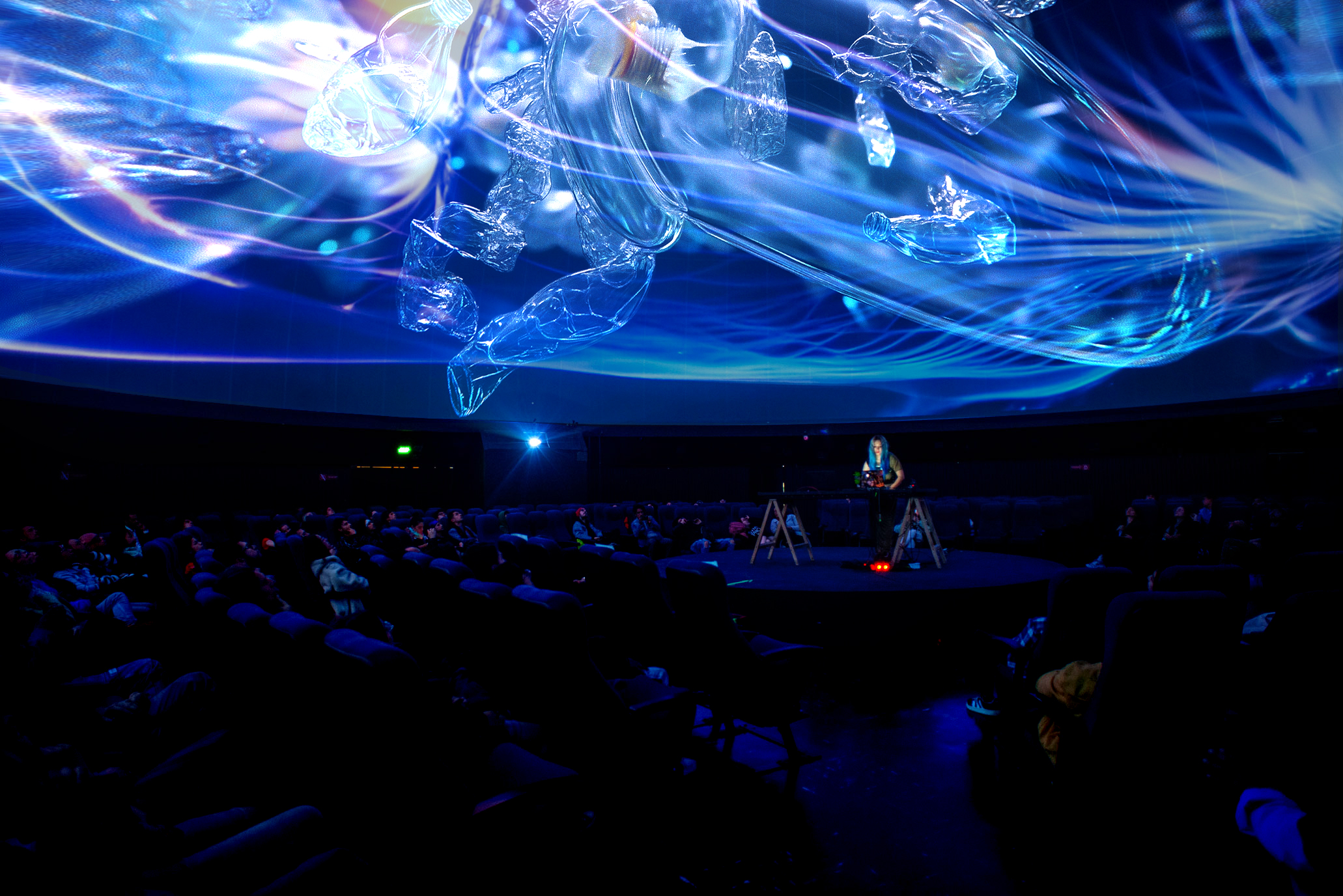 View of the full dome version at the Bogota Planetarium, Real Mix Festival, 2024